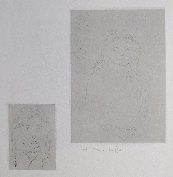 HENRI MATISSE, Signed Lithograph, 1951 - 1952: Signed Lithograph by Henri Matisse "Femmes". From the signed VIP suite "Henri Matisse" 1951-1952. 50 Years of his graphical art by William S. Liebermann / New York . Hand Signed by Matisse in pencil. 
