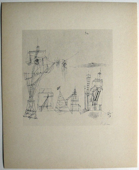 Paul KLEE, Signed original Lithograph, 1934: Hand signed lithograph by Paul Klee "Buehnenbauplatz" from 1934. Signed VIP-book edition. Signatur in pencil by KLEE. Edition: Muller & I. Kiepenheuer Verlag, Potsdam / Berlin. Prov: Galerie les Toure