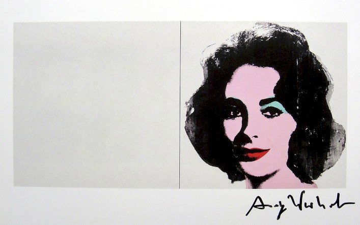 ANDY WARHOL, Signed Print, 1982: Andy WARHOL, "Silver Liz" signed Print. From a signed VIP book from 1982. Hand signed by Andy Warhol in black pen. Size: 10.3 x 9.9 in (26 x 25 cm) printed on the back.