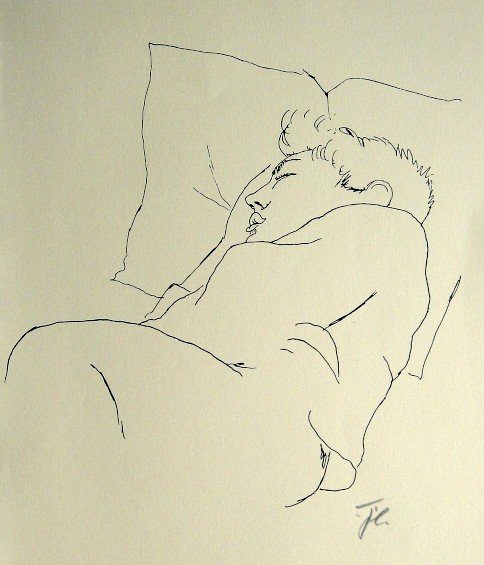 Jean COCTEAU, Signed Lithograph, 1958: Signed lithograph by Jean Cocteau from 1958. Hand signed by Cocteau in pencil. Edition des Quatre Chemins / Paris 1958. Size: 10.3 x 7.5 in (26 x 19 cm), picture number.