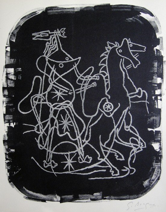 GEORGES BRAQUE, Signed Lithograph, 1963: Georges BRAQUE, signed Lithograph 1963. Hand signed by Braque in pencil. Signed VIP book edition of "Lithograph". Printed by Fernand Mourlot and AndrŽ Sauret, Union de Paris / 1963. Size: 11.8 x 9.4