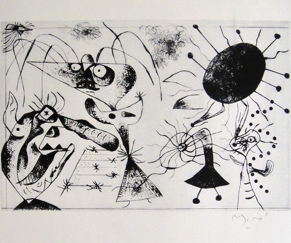 JOAN MIRO, Signed Lithograph, 1954: Joan MIRO, hand signed Lithograph. From the VIP book "Das Graphische Werk" 1954. Hand signed in pencil. Prov: Galerie Maeght, Paris. Size: 11.9 x 9.5 in (30 x 24 cm).