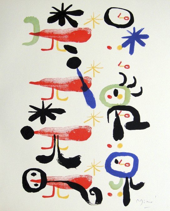 JOAN MIRO, Signed Lithograph, 1954: Joan MIRO, hand signed Lithograph. From the VIP book "Das Graphische Werk" 1954. Hand signed in pencil. Prov: Galerie Maeght, Paris. Size: 12.6 x 10.2 in (32 x 26 cm).