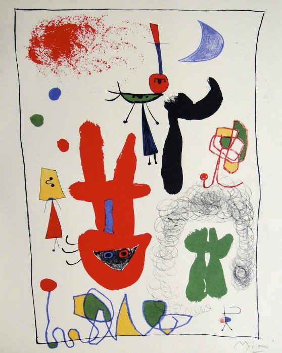 JOAN MIRO, Signed Lithograph, 1954: Joan MIRO, hand signed Lithograph. From the VIP book "Das Graphische Werk" 1954. Hand signed in pencil. Prov: Galerie Maeght, Paris. Size: 12.6 x 10.2 in (32 x 26 cm).