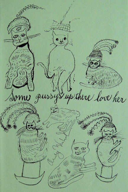 ANDY WARHOL, Special signed Print, 1982: Andy WARHOL, "Cats - Some..." signed special Print. From a signed VIP book from 1982. Hand signed by Andy Warhol in black pen. Size: 8.6 x 5.5 in (22 x 14 cm).
