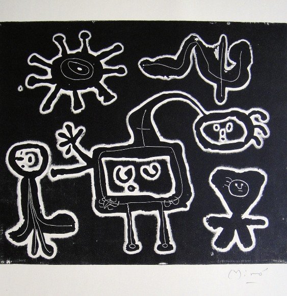 JOAN MIRO, Signed Lithograph, 1954: Joan MIRO, hand signed Lithograph, 1954. From the VIP book "Das Graphische Werk". Hand signed in pencil. Prov: Galerie Maeght, Paris. Size: 11.9 x 9.5 in (30 x 24 cm).