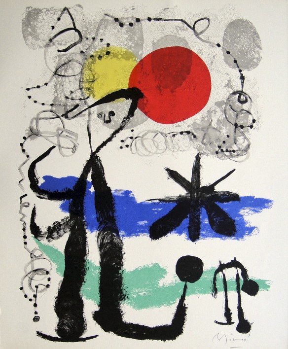 JOAN MIRO, Signed Lithograph, 1954: Joan MIRO, hand signed Lithograph. From the VIP book "Das Graphische Werk" 1954. Hand signed in pencil. Prov: Galerie Maeght, Paris. Size: 12.6 x 10.2 in (32 x 26 cm).