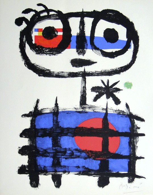 JOAN MIRO, Signed Lithograph, 1954: Joan MIRO, hand signed Lithograph. From the VIP book "Das Graphische Werk" 1954. Hand signed in pencil. Prov: Galerie Maeght, Paris. Size: 12.6 x 10.2 in (32 x 26 cm).