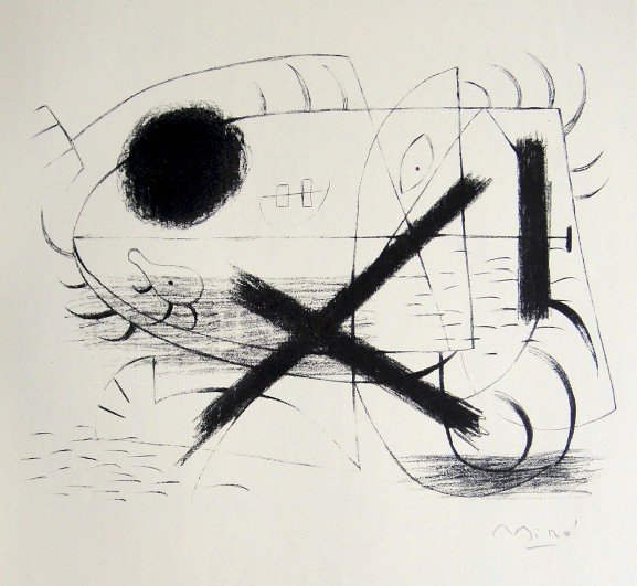JOAN MIRO, Signed Lithograph, 1954: Joan MIRO, hand signed Lithograph, 1954. From the VIP book "Das Graphische Werk". Hand signed in pencil. Prov: Galerie Maeght, Paris. Size: 11.9 x 9.5 in (30 x 24 cm), printed on the back.