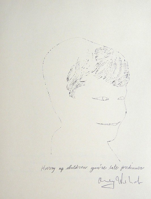 ANDY WARHOL, Signed Heliolithograph, Gold Book: Heliolithograph by Andy Warhol. From the series "Gold Book", 1955. Hand signed by Andy Warhol in black pen. Prov: Galerie les Tourettes, Dr. A. Wertheimer, Paris. Size: 11 x 8.2 in (28 x 21 cm), print