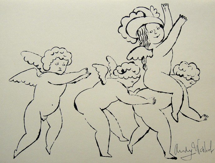 ANDY WARHOL, Signed Lithograph, Gold Book: Lithograph "On the Bottom of my Garden" by Andy Warhol. From the series "Gold Book", 1955. Hand signed by Andy Warhol in black pen. Prov: Galerie les Tourettes, Dr. A. Wertheimer, Paris. Size: 11 x 8.