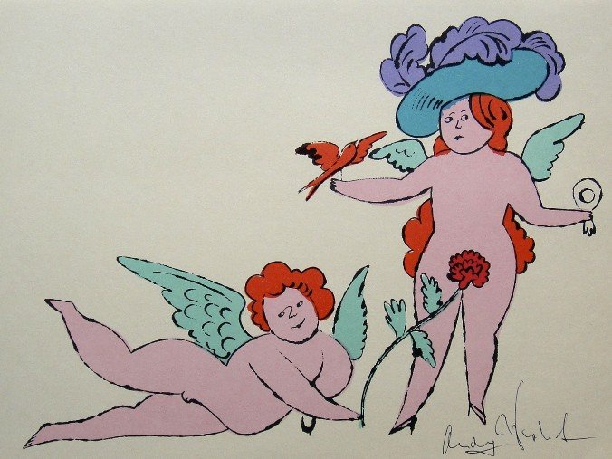 ANDY WARHOL, Signed Lithograph, Gold Book: Lithograph "On the Bottom of my Garden" by Andy Warhol. From the series "Gold Book", 1955. Hand signed by Andy Warhol in black pen. Prov: Galerie les Tourettes, Dr. A. Wertheimer, Paris. Size: 11 x 8.
