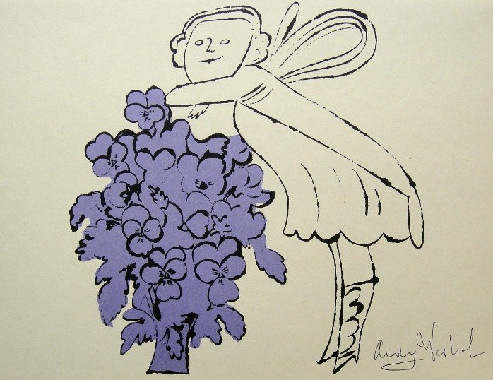 ANDY WARHOL, Signed Lithograph, Gold Book: Lithograph "On the Bottom of my Garden" by Andy Warhol. From the series "Gold Book", 1955. Hand signed by Andy Warhol in black pen. Prov: Galerie les Tourettes, Dr. A. Wertheimer, Paris. Size: 11 x 8.