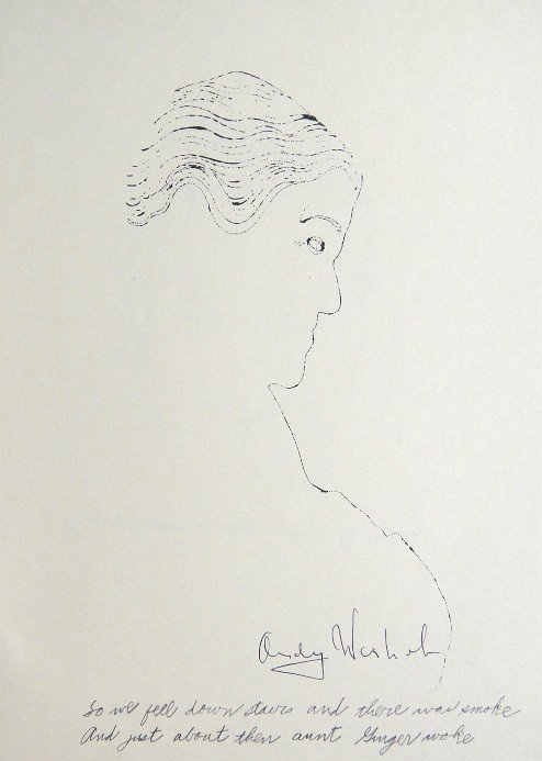ANDY WARHOL, Signed Heliolithograph, Gold Book: Heliolithograph by Andy Warhol. From the series "Gold Book", 1955. Hand signed by Andy Warhol in black pen. Prov: Galerie les Tourettes, Dr. A. Wertheimer, Paris. Size: 11 x 8.2 in (28 x 21 cm), print