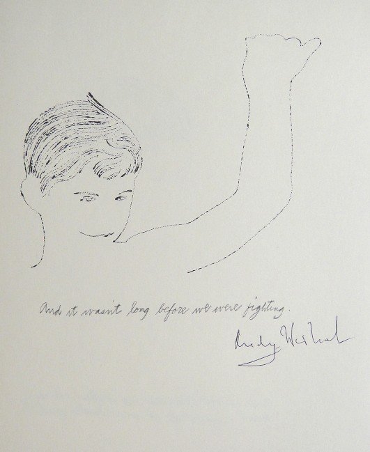 ANDY WARHOL, Signed Heliolithograph, Gold Book: Heliolithograph by Andy Warhol. From the series "Gold Book", 1955. Hand signed by Andy Warhol in black pen. Prov: Galerie les Tourettes, Dr. A. Wertheimer, Paris. Size: 11 x 8.2 in (28 x 21 cm), print