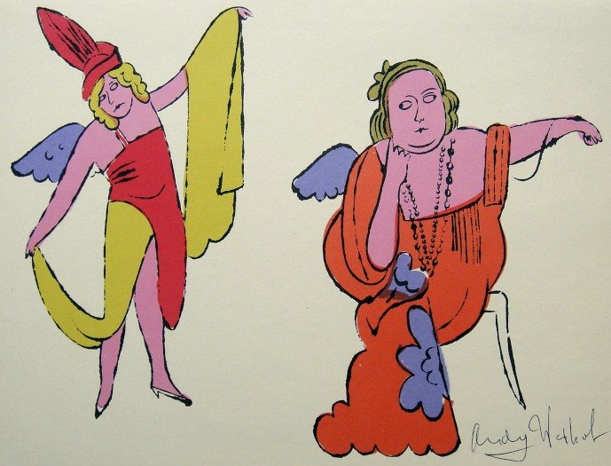 ANDY WARHOL, Signed Lithograph, Gold Book: Lithograph "On the Bottom of my Garden" by Andy Warhol. From the series "Gold Book", 1955. Hand signed by Andy Warhol in black pen. Prov: Galerie les Tourettes, Dr. A. Wertheimer, Paris. Size: 11 x 8.