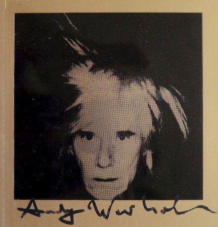 ANDY WARHOL, Signed Print, 1982: Andy WARHOL, "Self Portrait" signed Print. From a signed VIP book from 1982. Hand signed by Andy Warhol in black pen. Size: 5.5 x 5.1 in (14 x 13 cm), thin cardboard.