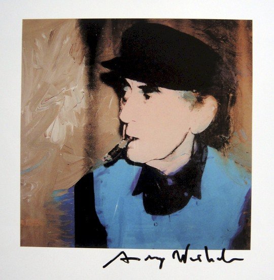 ANDY WARHOL, Signed Print, 1982: Andy WARHOL, "Man Ray" signed Print. From a signed VIP book from 1982. Hand signed by Andy Warhol in black pen. Size: 10.3 x 9.9 in (26 x 25 cm) printed on the back.