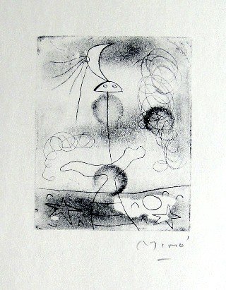 JOAN MIRO, Signed Lithograph, 1954: Joan MIRO, hand signed Lithograph. From the VIP book "Das Graphische Werk" 1954. Hand signed in pencil. Prov: Galerie Maeght, Paris. Size: 11 x 9.1 in (28 x 23 cm).