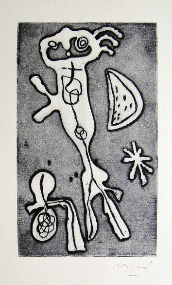 JOAN MIRO, Signed Lithograph, 1954: Joan MIRO, hand signed Lithograph. From the VIP book "Das Graphische Werk" 1954. Hand signed in pencil. Prov: Galerie Maeght, Paris. Size: 11 x 9.1 in (28 x 23 cm).