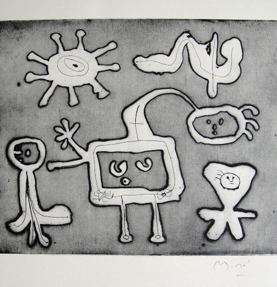 JOAN MIRO, Signed Lithograph, 1954: Joan MIRO, hand signed Lithograph. From the VIP book "Das Graphische Werk" 1954. Hand signed in pencil. Prov: Galerie Maeght, Paris. Size: 12 x 9.9 in (30 x 25 cm).