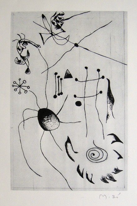JOAN MIRO, Signed Lithograph, 1954: Joan MIRO, hand signed Lithograph. From the VIP book "Das Graphische Werk" 1954. Hand signed in pencil. Prov: Galerie Maeght, Paris. Size: 12 x 9.9 in (30 x 25 cm).