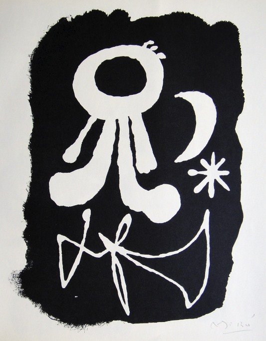 JOAN MIRO, Signed Lithograph, 1954: Joan MIRO, hand signed Lithograph. From the VIP book "Das Graphische Werk" 1954. Hand signed in pencil. Prov: Galerie Maeght, Paris. Size: 12 x 9.9 in (30 x 25 cm), printed on the back.