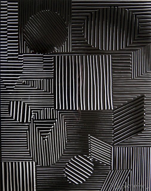 VICTOR VASARELY, Signed Offset Print, 1965: Victor VASARELY signed offset Print, 1965. Signed by Vasarely in silver pen. Published in "Vasarely" from Marcel Joray. Edition: du Griffon Neuch‰tel. Size: 22.4 x 9 in (29 x 23 cm), with foil.