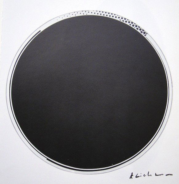 Roy Lichtenstein, Signed Print, 1982: Roy LICHTENSTEIN, signed Offset Print. From a signed VIP book published in 1982 by Nationalgalerie Berlin / Staatliche Museen Preussischer Kulturbesitz. Hand signed by Lichtenstein in black pen. Size: