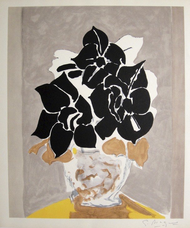 GEORGES BRAQUE, Signed Lithograph, 1963: Georges BRAQUE, signed Lithograph 1963. Hand signed by Braque in pencil. Signed VIP book edition of "Lithograph". Printed by Fernand Mourlot and AndrŽ Sauret, Union de Paris / 1963. Size: 11.8 x 9.4