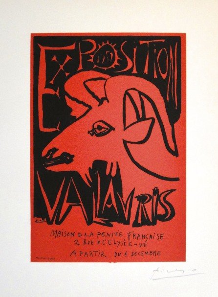 Pablo Picasso Lithograph Ecole de Paris: Original lithograph from a special VIP folder, 1958. Hand signed by Pablo Picasso in pencil. Lithograph: Fernand Mourlot, Paris. Editeur: Ecole de Paris, Paris. Prov: Ecole de Paris, Paris. Size: 10.2