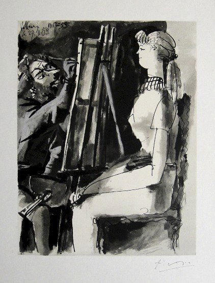 Pablo Picasso "VERVE" 1954: Original lithograph from a special VIP book "VERVE" 1954. Hand signed by Pablo Picasso in pencil. Editeur: Verve, Draeger Freres, Mourlot Freres. Prov: Revue Verve, Paris. Size: 13.8 x 9.8 inches (35