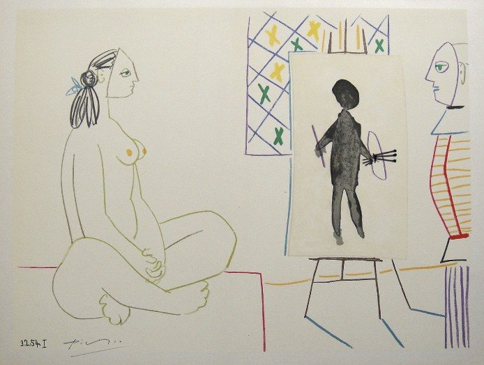 Pablo Picasso "VERVE" 1954: Original lithograph from a special VIP book "VERVE" 1954. Hand signed by Pablo Picasso in pencil. Editeur: Verve, Draeger Freres, Mourlot Freres. Prov: Revue Verve, Paris. Size: 13.8 x 9.8 inches (35