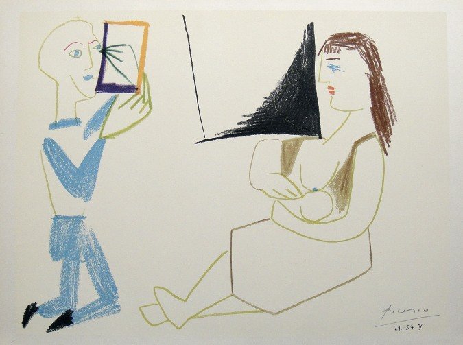 Pablo Picasso "VERVE" 1954: Original lithograph from a special VIP book "VERVE" 1954. Hand signed by Pablo Picasso in pencil. Editeur: Verve, Draeger Freres, Mourlot Freres. Prov: Revue Verve, Paris. Size: 13.8 x 9.8 inches (35