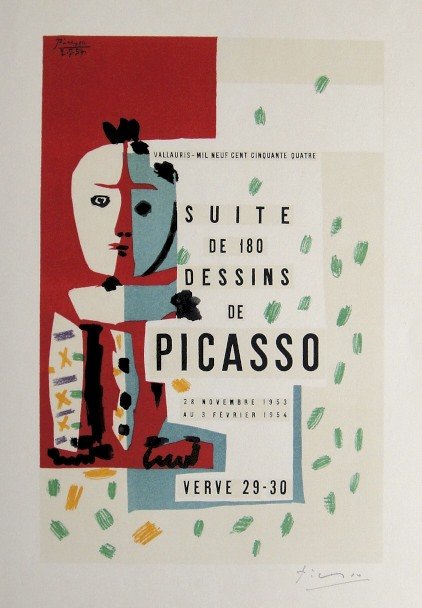 Pablo Picasso "VERVE" 1954: Original lithograph from a special VIP book "VERVE" 1954. Hand signed by Pablo Picasso in pencil. Editeur: Verve, Draeger Freres, Mourlot Freres. Prov: Revue Verve, Paris. Size: 13.8 x 9.8 inches (35