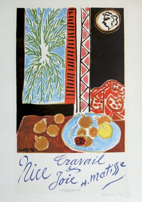 Henri Matisse Lithograph Ecole de Paris: Original lithograph from a special VIP folder, 1953. Hand signed by Joan Miro in pencil. Lithograph: Fernand Mourlot, Paris. Editeur: Travail Nice Joie, Paris. Prov: Travail Nice Joie, Paris. Size: 11