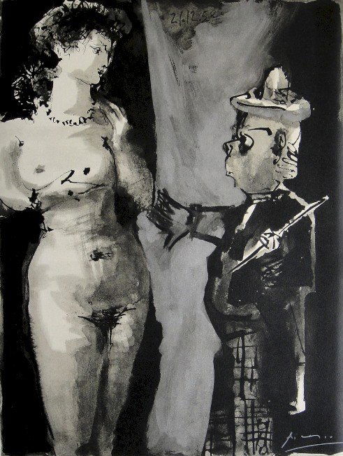 Pablo Picasso "VERVE" 1954: Original lithograph from a special VIP book "VERVE" 1954. Hand signed by Pablo Picasso in pencil. Editeur: Verve, Draeger Freres, Mourlot Freres. Prov: Revue Verve, Paris. Size: 13.8 x 9.8 inches (35