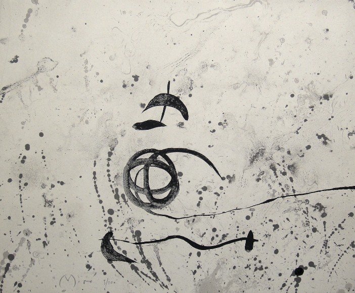 Joan Miro signed original Lithograph 1963: Joan Miro, original Lithographie "Cover" from a VIP folder Trace sur l'eau "Suite d'aquarelles" 1963. Hand signed by Miro in pencil and numbered 5/100. Editeur: Atelier Maeght, Paris. Prov: Galerie Ma