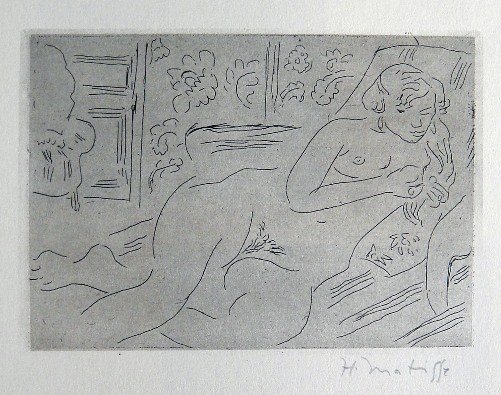 HENRI MATISSE, Signed Lithograph, 1951 - 1952: Signed Lithograph by Henri Matisse "Nu". From the signed VIP suite "Henri Matisse" 1951-1952. 50 Years of his graphical art by William S. Liebermann / New York . Hand Signed by Matisse in pencil. Prov