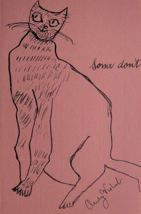 ANDY WARHOL, Special signed Print, 1982: Andy WARHOL, "Cats - Some..." signed special Print. From a signed VIP book from 1982. Hand signed by Andy Warhol in black pen. Size: 8.6 x 5.5 in (22 x 14 cm).