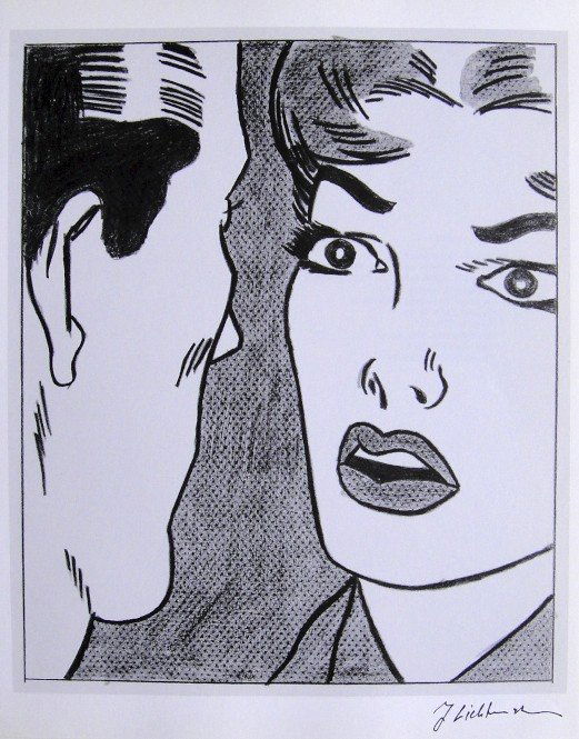 ROY LICHTENSTEIN, Signed Print, 1982: Roy LICHTENSTEIN, "Shock-Proof" signed Offset Print. From a signed VIP book published in 1982 by Nationalgalerie Berlin / Staatliche Museen Preussischer Kulturbesitz. Hand signed by Lichtenstein in bl