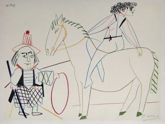 Pablo Picasso "VERVE" 1954: Original lithograph from a special VIP book "VERVE" 1954. Hand signed by Pablo Picasso in pencil. Editeur: Verve, Draeger Freres, Mourlot Freres. Prov: Revue Verve, Paris. Size: 13.8 x 9.8 inches (35