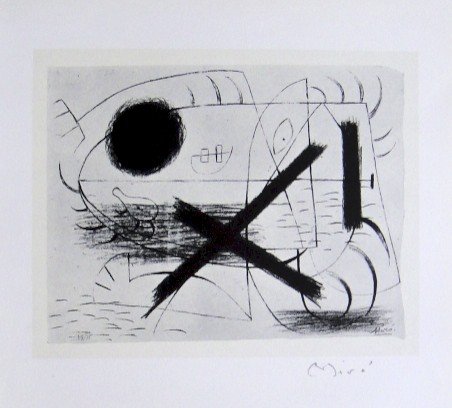 Joan MIRO, signed Lithograph, 1972: Joan Miro signed Lithograph from a VIP folder 1972. Hand signed by Miro in pencil. Lithograph: Fernand Mourlot, Paris. Editeur: Maeght, Paris; Prov: Michel Leiris, Paris. Size: 12 x 9.4 in (30 x 24 cm