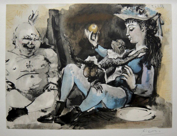 Pablo Picasso "VERVE" 1954: Original lithograph from a special VIP book "VERVE" 1954. Hand signed by Pablo Picasso in pencil. Editeur: Verve, Draeger Freres, Mourlot Freres. Prov: Revue Verve, Paris. Size: 13.8 x 9.8 inches (35
