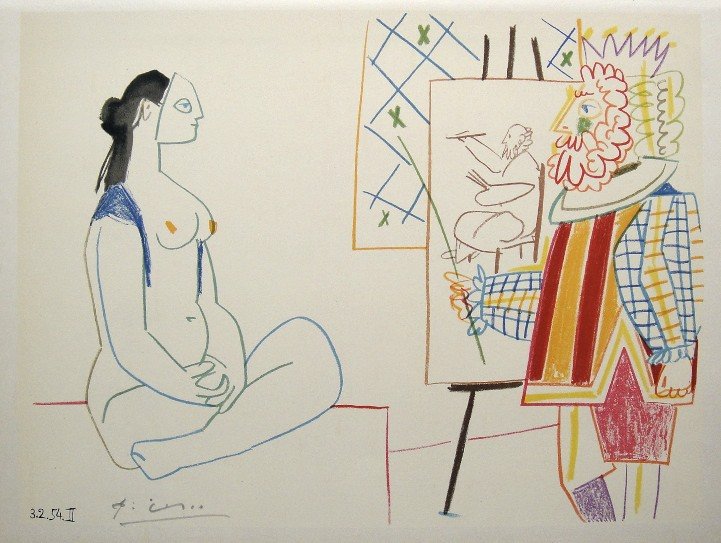 Pablo Picasso "VERVE" 1954: Original lithograph from a special VIP book "VERVE" 1954. Hand signed by Pablo Picasso in pencil. Editeur: Verve, Draeger Freres, Mourlot Freres. Prov: Revue Verve, Paris. Size: 13.8 x 9.8 inches (35