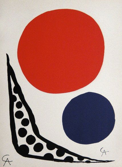 Alexander Calder, original Lithograph, 1964: Alexander Calder, original lithograph from a VIP folder "Composition" 1964. Signed in the plate and hand signed by Calder in pencil. Exhibition sponsored by the French Embassy. Circulated by the Trave
