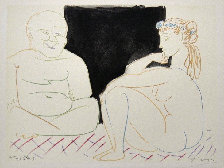 Pablo Picasso "VERVE" 1954: Original lithograph from a special VIP book "VERVE" 1954. Hand signed by Pablo Picasso in pencil. Editeur: Verve, Draeger Freres, Mourlot Freres. Prov: Revue Verve, Paris. Size: 13.8 x 9.8 inches (35