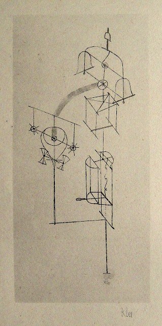 Paul KLEE, Signed original Lithograph, 1934: Hand signed lithograph by Paul Klee "Apparat aus dem Ordinationszimmer eines Arztes" from 1934. Signed VIP-book edition. Signatur in pencil by KLEE. Edition: Muller & I. Kiepenheuer Verlag, Potsdam / 