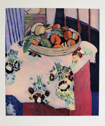 Henri Matisse signed Lithograph 1947: Henri Matisse signed Lithograph "Nature morte aux oranges" from a VIP folder. Preface de Jean Cassou, Conservateur du Musee d'Art Moderne 1947. Hand signed by Matisse in pencil. Editeur: Braun & Cie, 