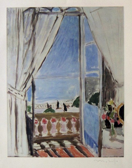 Henri Matisse signed Lithograph 1947: Henri Matisse signed Lithograph "Fenetre a Nice" from a VIP folder. Preface de Jean Cassou, Conservateur du Musee d'Art Moderne 1947. Hand signed by Matisse in pencil. Editeur: Braun & Cie, Paris. Pro